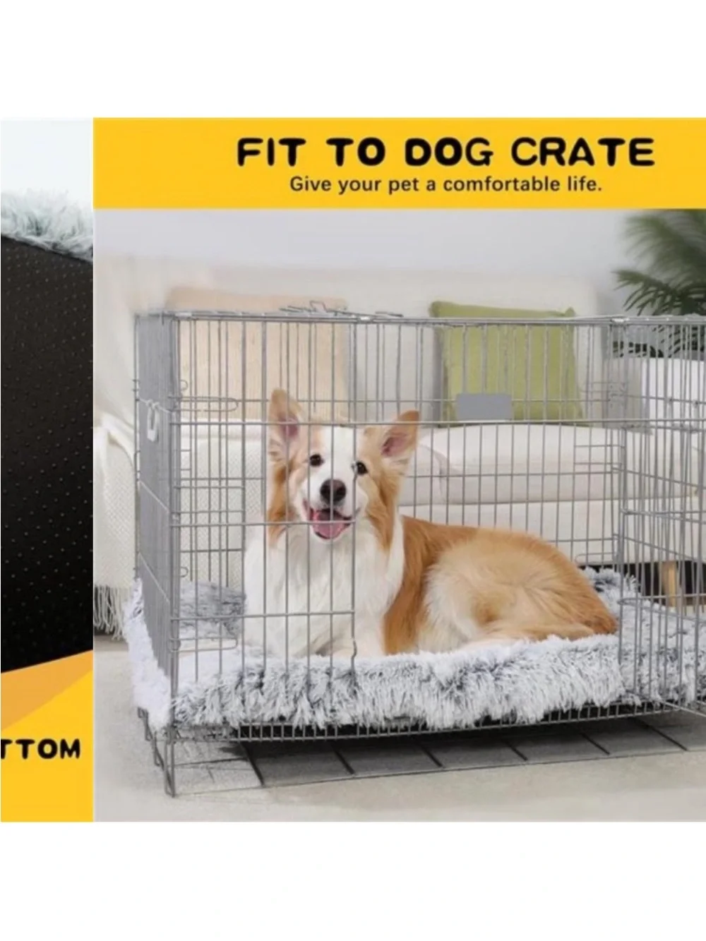 Large Dog Bed Crate PadMat for Medium Dogs&Cats,Fulffy Faux Fur Kennel Pad Comfy